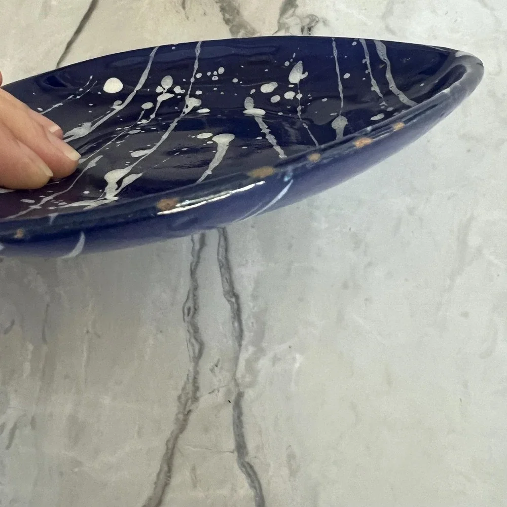 Blue and white Splatter Trinket Dish‎